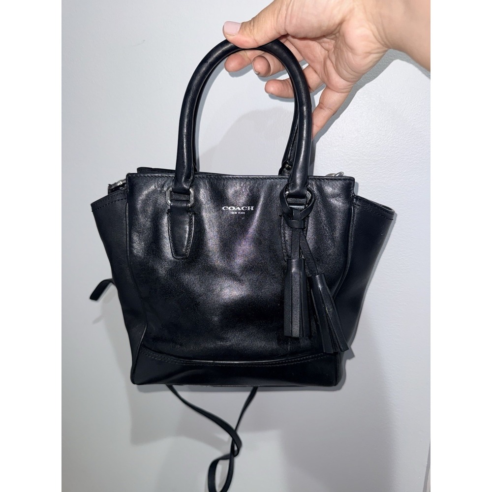 COACH Legacy Leather Mini Tanner‎ Black Crossbody Tote Bag 48894  1
